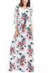 Sexy Classic Floral Print White 3/4 Sleeve Maxi Dress